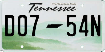 TN license plate D0754N