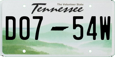 TN license plate D0754W