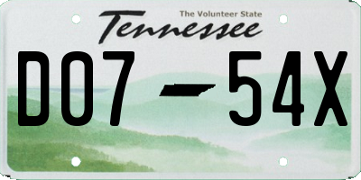 TN license plate D0754X