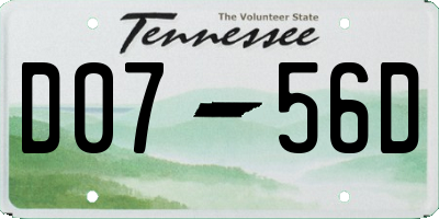 TN license plate D0756D