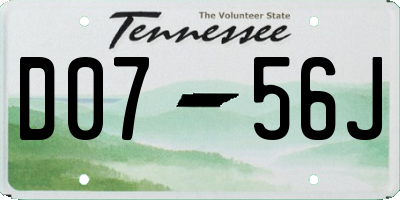 TN license plate D0756J