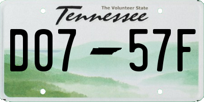 TN license plate D0757F