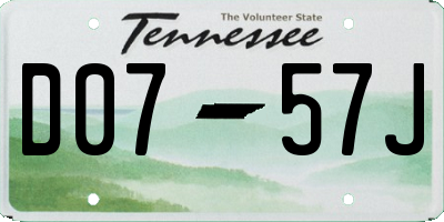 TN license plate D0757J