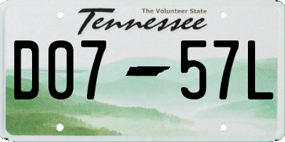 TN license plate D0757L