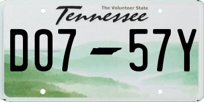 TN license plate D0757Y