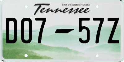 TN license plate D0757Z
