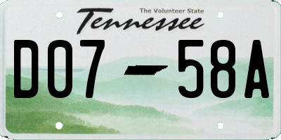 TN license plate D0758A