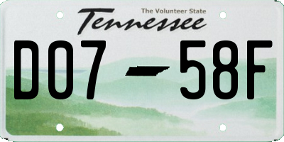 TN license plate D0758F