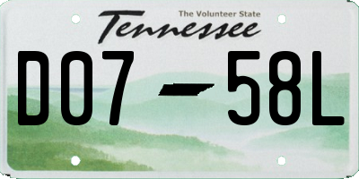 TN license plate D0758L