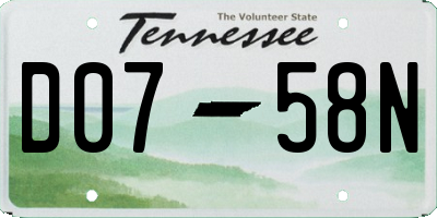 TN license plate D0758N