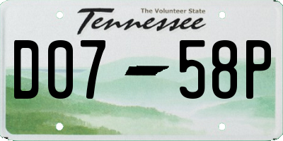 TN license plate D0758P