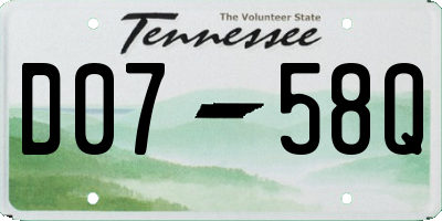TN license plate D0758Q