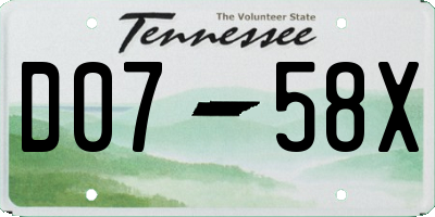 TN license plate D0758X