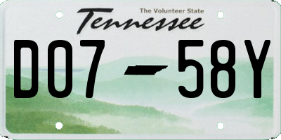TN license plate D0758Y