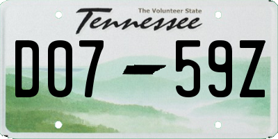TN license plate D0759Z