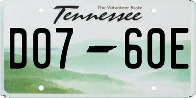 TN license plate D0760E