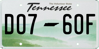 TN license plate D0760F