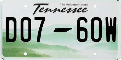 TN license plate D0760W