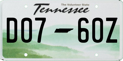 TN license plate D0760Z