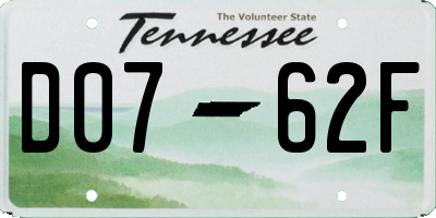 TN license plate D0762F