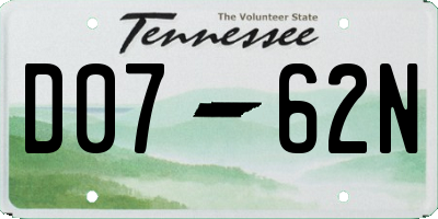 TN license plate D0762N