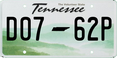 TN license plate D0762P