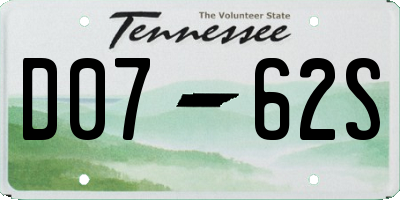 TN license plate D0762S