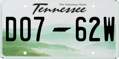 TN license plate D0762W