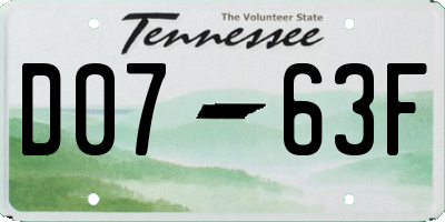 TN license plate D0763F