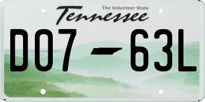 TN license plate D0763L