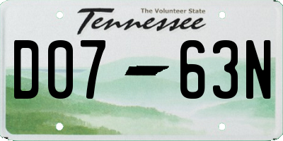 TN license plate D0763N