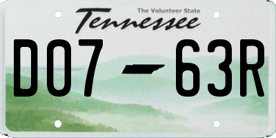 TN license plate D0763R