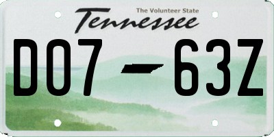 TN license plate D0763Z