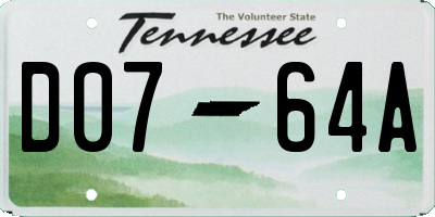 TN license plate D0764A
