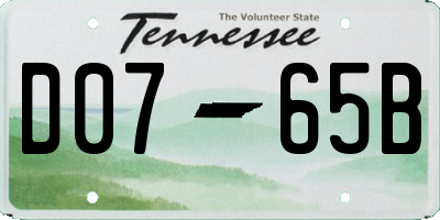 TN license plate D0765B
