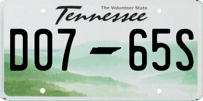 TN license plate D0765S