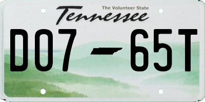 TN license plate D0765T