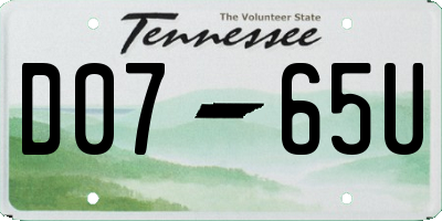 TN license plate D0765U