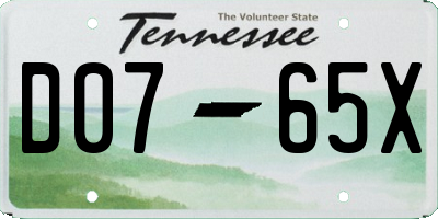 TN license plate D0765X