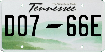TN license plate D0766E