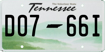 TN license plate D0766I