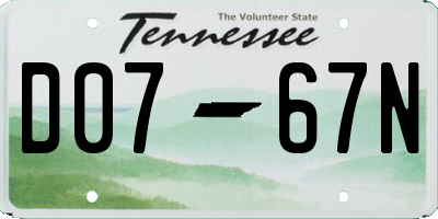 TN license plate D0767N