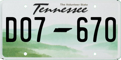 TN license plate D0767O