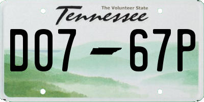 TN license plate D0767P