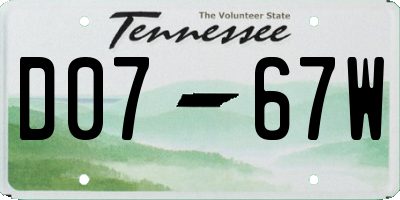 TN license plate D0767W