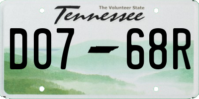TN license plate D0768R