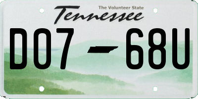 TN license plate D0768U