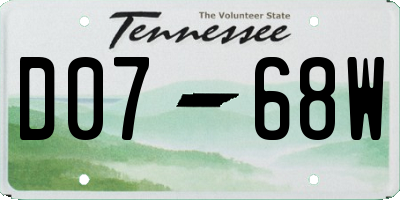 TN license plate D0768W