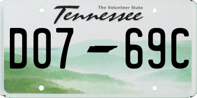 TN license plate D0769C