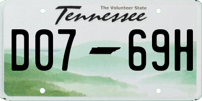 TN license plate D0769H